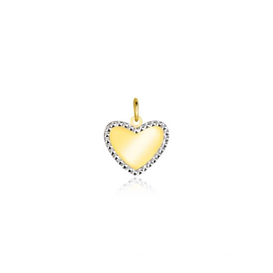 10mm ZINZI 14K Gold Pendant Shiny Heart with White Gold Pearls ZGH364-10 (excl. necklace)