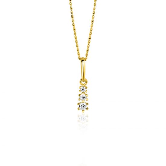 ZINZI GOLD hanger 3x zirconia aflopend