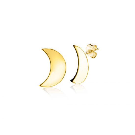 9mm ZINZI 14K Gold Stud Earrings Crescent Moon ZGO384