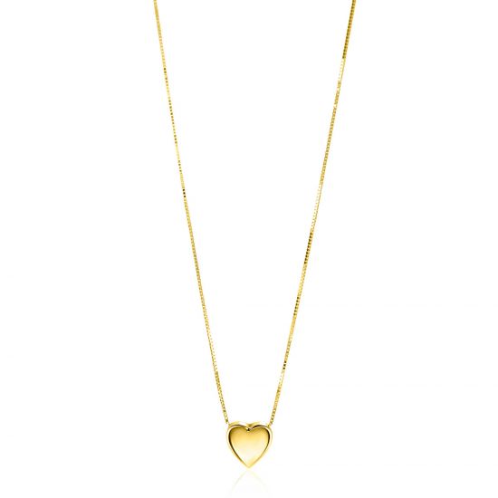 ZINZI Gold 14 karat gold Venetian chain 45cm with graceful smooth heart pendant of 7mm ZGC486