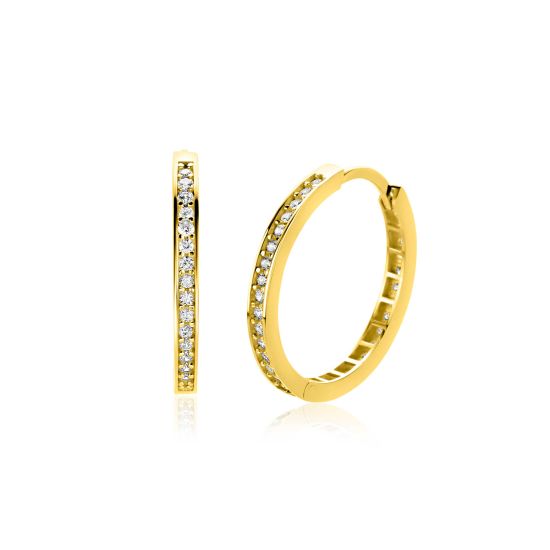 ZINZI GOLD klapcreolen geheel bezet zirc.19x2mm