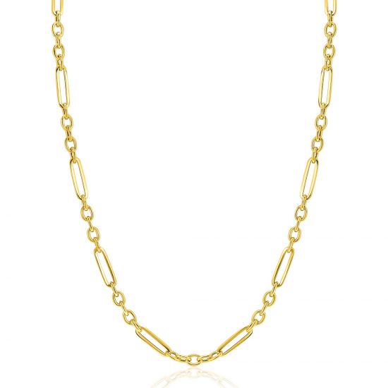 ZINZI 14K Gold Chain Necklace Paperclip and Rolo Chains 4mm width 45cm ZGC473
