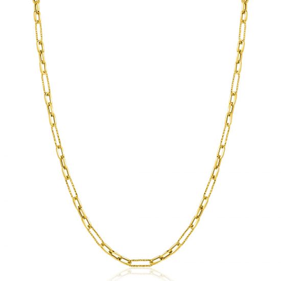 ZINZI Gold 14 karat gold necklace with crafted paperclip links and oval links 3.5mm wide 45cm ZGC494
