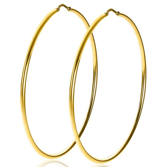 65mm ZINZI Gold Plated Sterling Silver Hoop Earrings 65x2mm ZIO438G