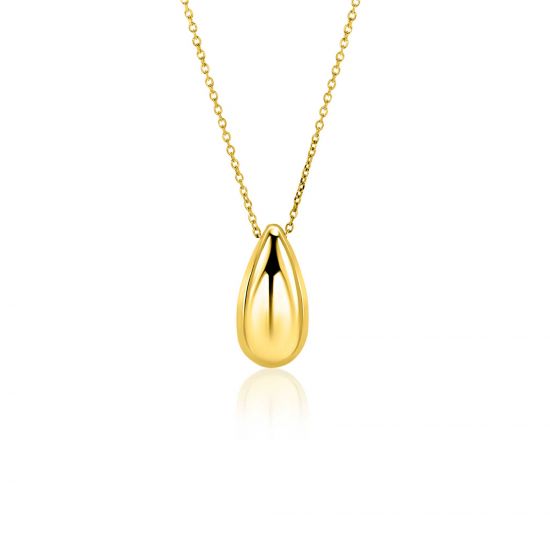 ZINZI gold-plated silver necklace, 42-45cm, with large teardrop-shaped pendant, 19mm, ZIC-BF103G