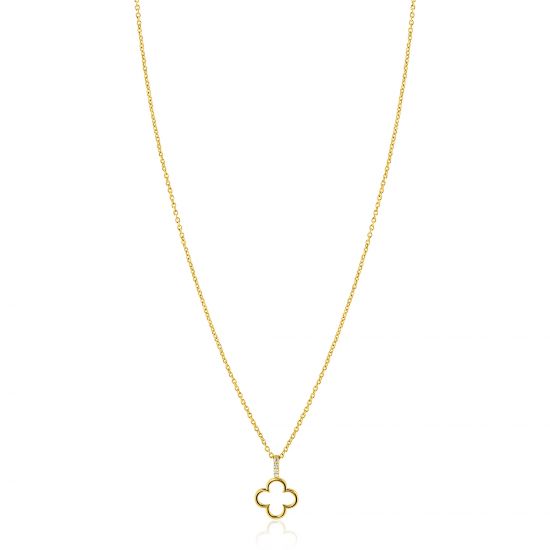 ZINZI zlv.collier gg.verg.hanger open klaver/oog zirc.