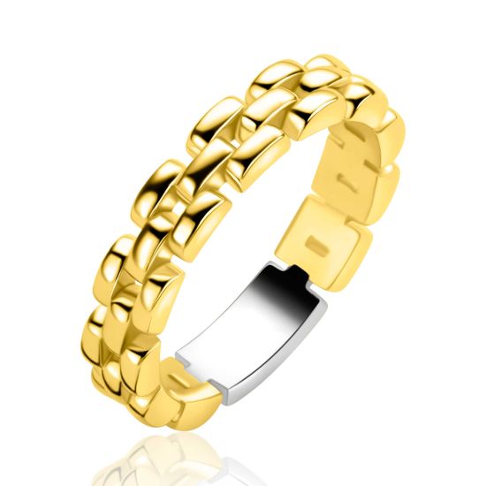ZINZI Sterling gold-plated Silver Ring Rolex-style Chains 4mm width ZIR2556G