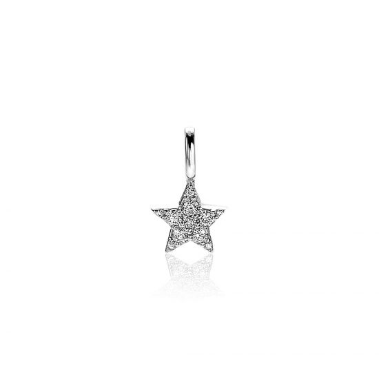 13mm ZINZI Sterling Silver Star Pendant White ZIH2138 (excl. necklace)