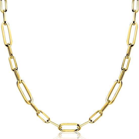 ZINZI Gold Plated Sterling Silver Necklace Oval ''Closed Forever'' Chains width 6mm 45cm ZIC1990G
