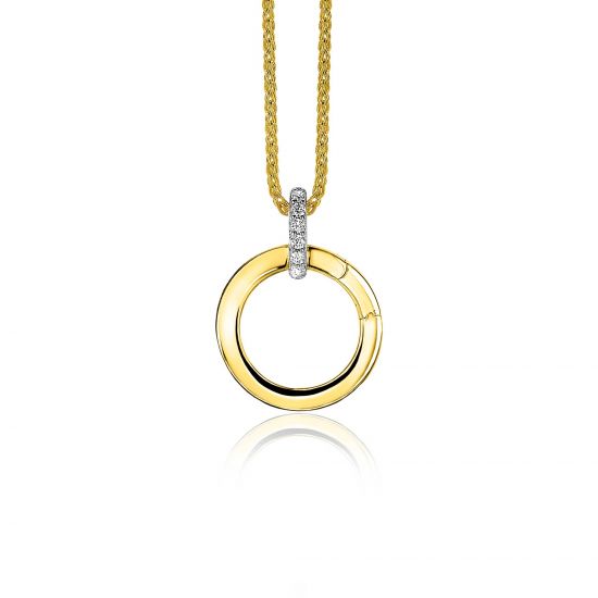 17mm ZINZI gold plated silver round pendant with clasp ZIH2060Y (without necklace)
