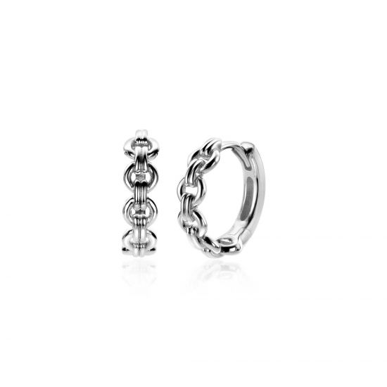 15mm ZINZI Sterling Silver Hoop Earrings Round Chains 15x4mm ZIO2239