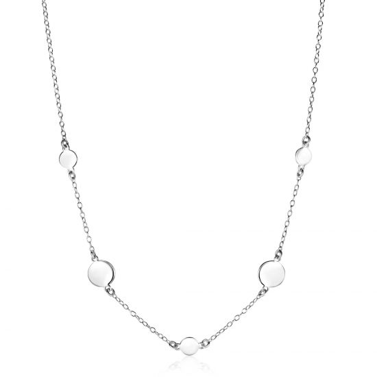 ZINZI Sterling Silver Necklace with Shiny Coins in Different Sizes 42-45cm ZIC-BF89