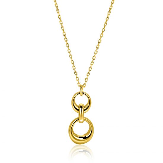 ZINZI gold plated silver link necklace with three organic shapes as pendants 42-45cm ZIC2671
