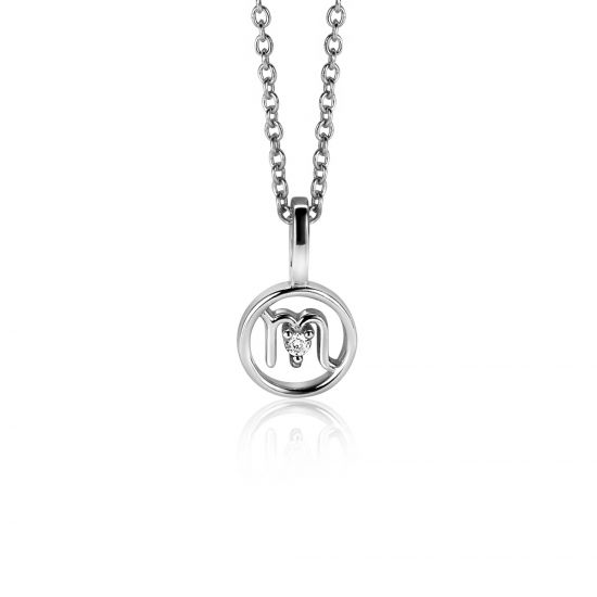 9mm ZINZI silver Scorpio zodiac sign pendant set with white zirconias ZIH-SCH (without necklace)