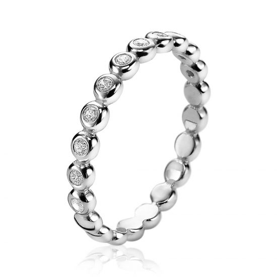 ZINZI Sterling Silver Stackable Ring Round White Zirconias ZIR1981