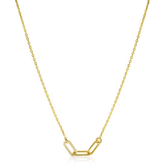"ZINZI Gold Plated Sterling Silver Chain Necklace with 3 larger Paperclip Chains