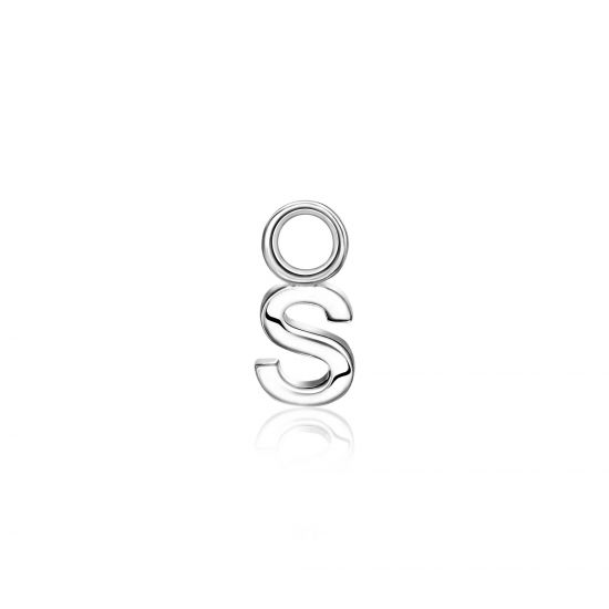 ZINZI Sterling Silver Letter Earrings Pendant S price per piece ZICH2144S (excl. hoop earrings)