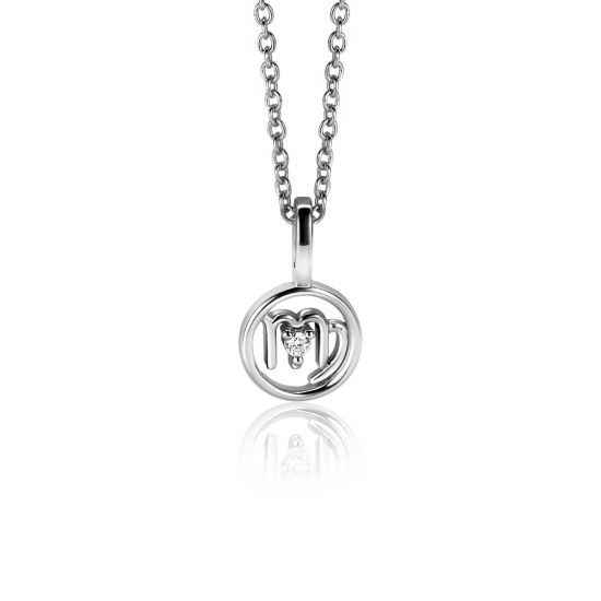 9mm ZINZI silver Virgo zodiac sign pendant set with white zirconias ZIH-MAA (without necklace)