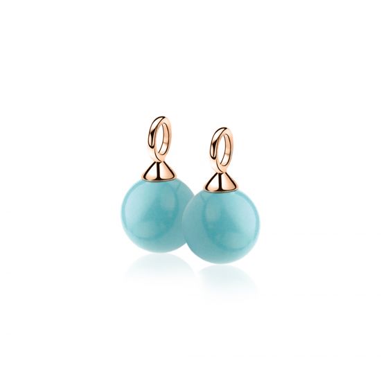 10mm ZINZI Rose Plated Sterling Silver Earrings Pendants Pearl Turquoise ZICH266TR (excl. hoop earrings)