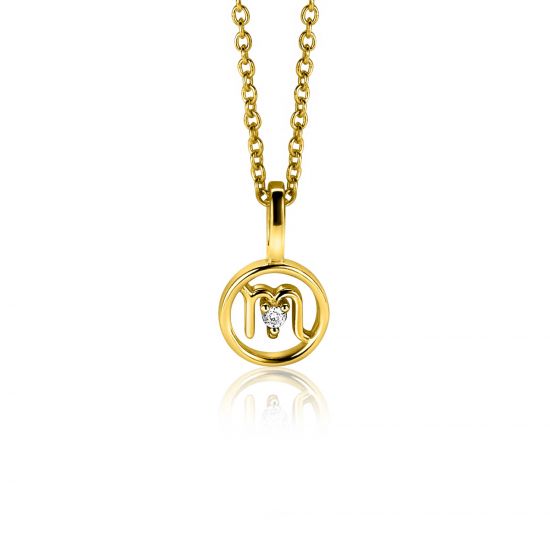 9mm ZINZI gold plated silver Scorpio zodiac sign pendant set with white zirconias ZIHY-SCH (without necklace)