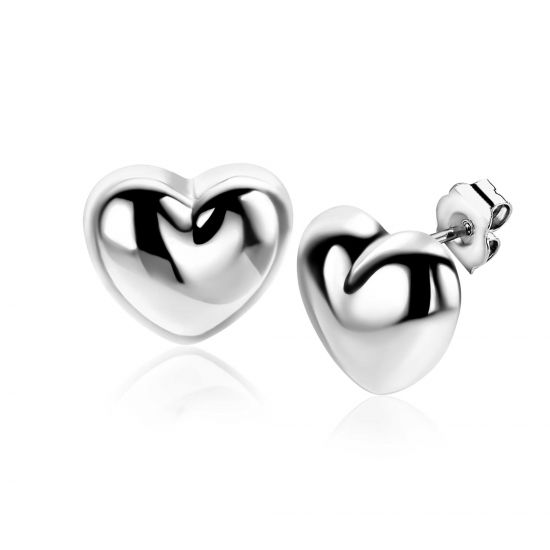 13mm ZINZI silver stud earrings in puffy heart shape ZIO2672