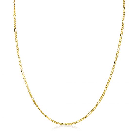 45cm ZINZI Gold Plated Sterling Silver Figaro Necklace ZILC-F45G