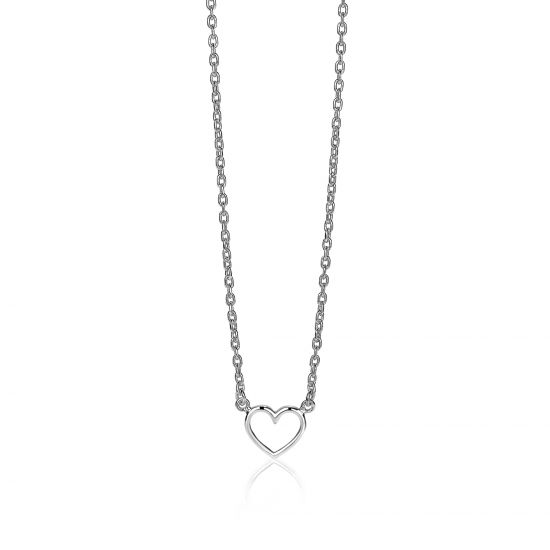 ZINZI Sterling Silver Necklace Open Heart 40-43cm ZIC1420