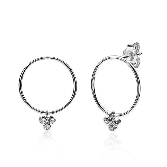 20mm ZINZI Sterling Silver Earrings Round White ZIO1829CR
