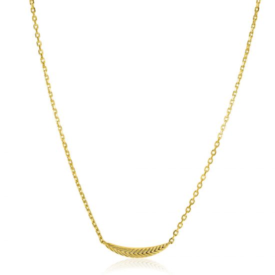 ZINZI gold plated silver link chain with large feather. The feather symbolises spreading your wings and freedom. 40-45cm ZIC2644G