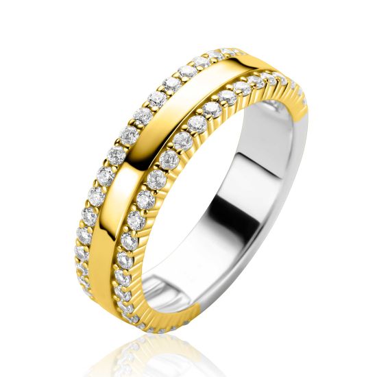ZINZI Sterling Silver gold-plated Multi-look Ring White Zirconias ZIR2445Y