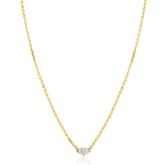 ZINZI zlv. collier gg.verg. met 5 baq.zirc.aflopend