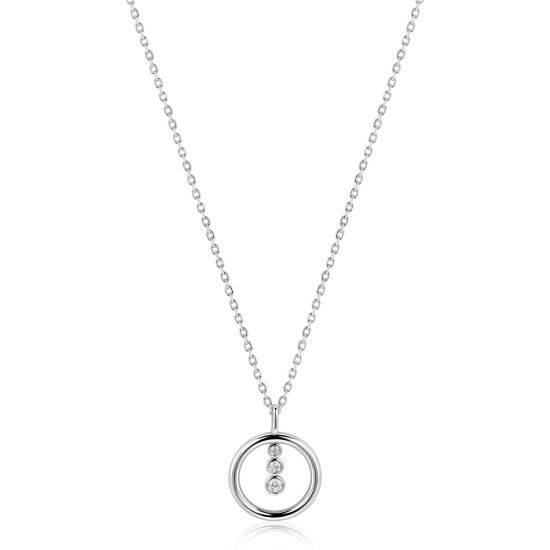 ZINZI zlv. collier hanger open rond en 3 zirconia's
