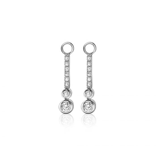 23mm ZINZI Gold Plated Sterling Silver Earrings Pendants Bar White Zirconias ZICH1954 (excl. hoop earrings)