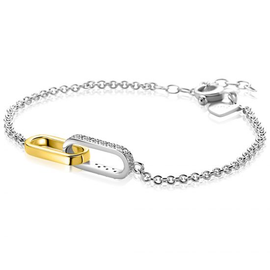 ZINZI zlv.armband bic.met verbonden schakels 1xzirc.