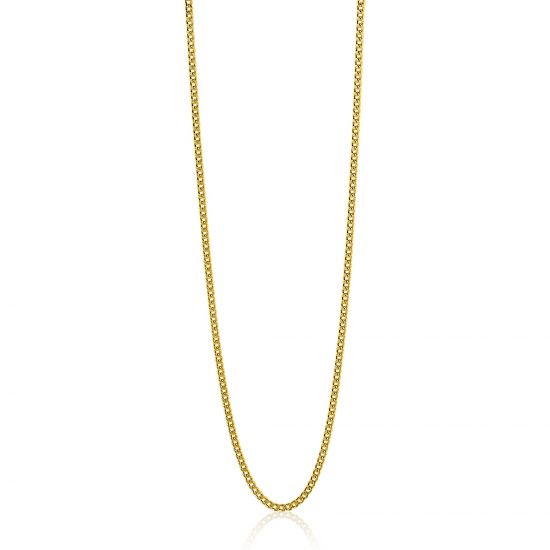 45cm ZINZI Gold Plated Sterling Silver Curb Chain Necklace ZILC-G45G