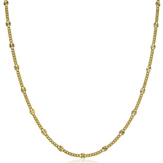 ZINZI Gold Plated Sterling Silver Curb Chain Necklace 45cm ZIC2157G