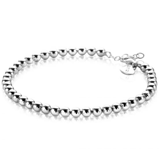 ZINZI silver bracelet with beaded links 4mm wide 18-20cm ZIA2659