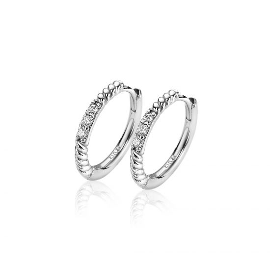 16mm ZINZI Sterling Silver Hoop Earrings Twist White Zirconias 16x2mm ZIO2128