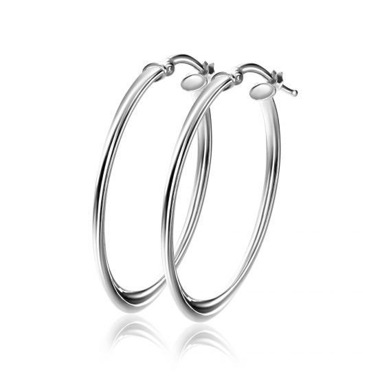 33mm ZINZI silver hoop earrings with a twisted tube and practical top closure, ZIO-BF96