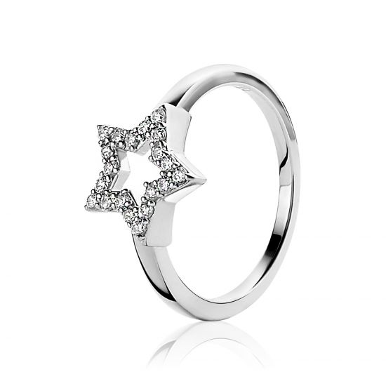ZINZI Sterling Silver Ring Star White ZIR1242