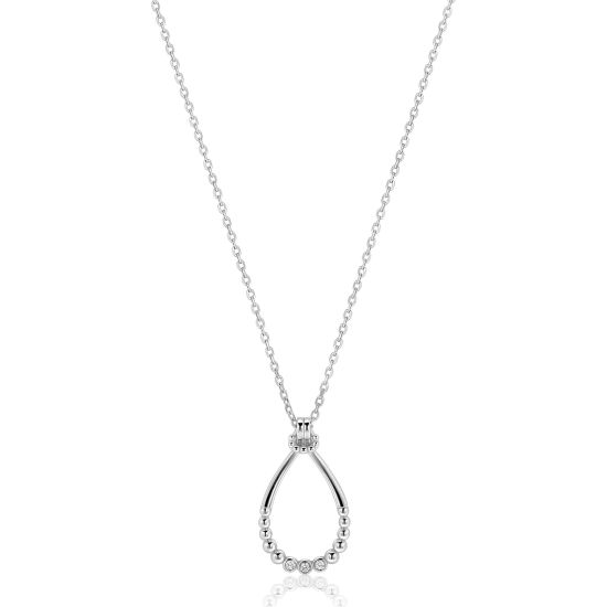 ZINZI zlv. collier ovale open hanger bolletjes en zirc.