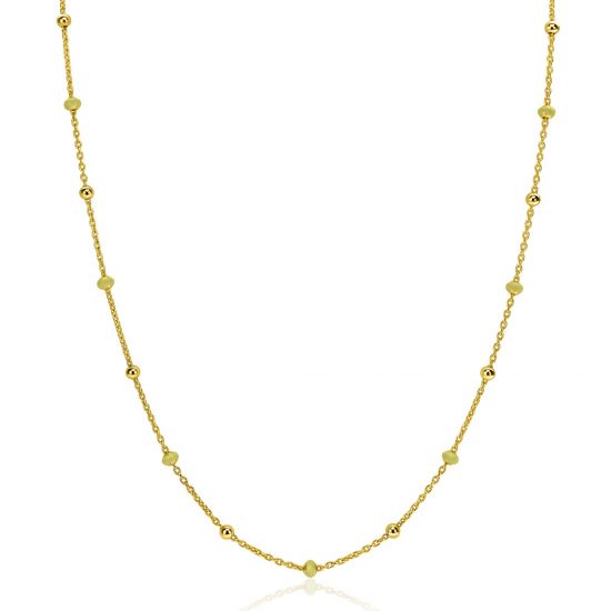 ZINZI Gold Plated Sterling Silver Fantasy Necklace with 13 Yellow Green Donuts and Shiny Beads 42-45cm ZIC2508