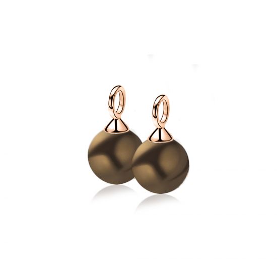 10mm ZINZI Rose Plated Sterling Silver Earrings Pendants Brown ZICH266RB (excl. hoop earrings)