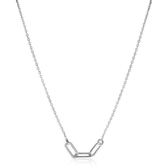 "ZINZI Sterling Silver Chain Necklace with 3 larger Paperclip Chains