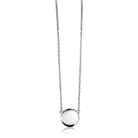 ZINZI Sterling Silver Necklace 43cm with Shiny Coin (15mm) to Engrave ZIC2345