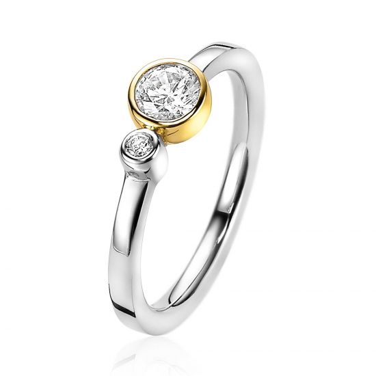 ZINZI Gold Plated Sterling Silver Ring Round White 6mm ZIR2146
