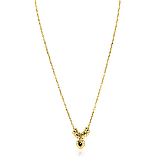 ZINZI zlv. collier gg.verg. met hartje en donuts 42/45