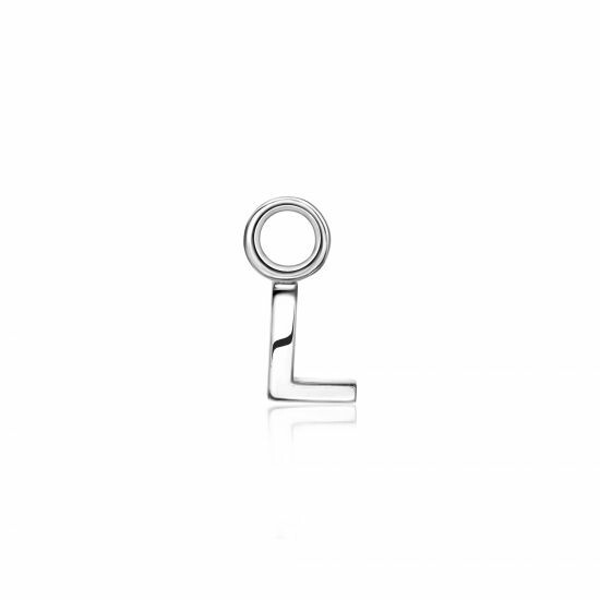 ZINZI Sterling Silver Letter Earrings Pendant L price per piece ZICH2144L (excl. hoop earrings)