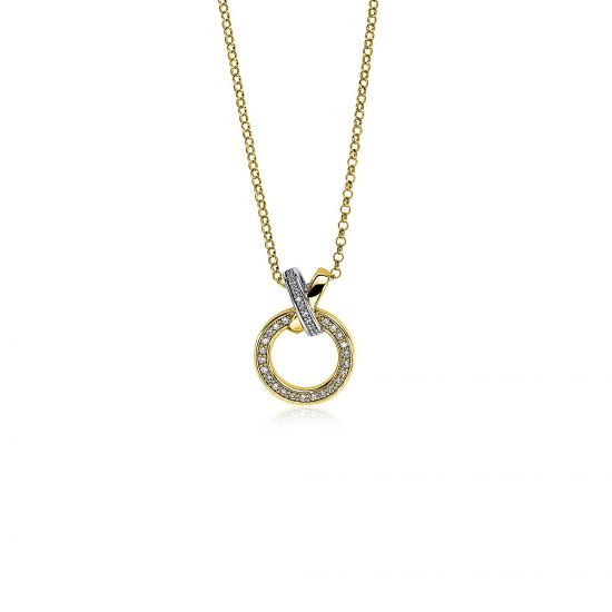 ZINZI zlv.collier gg.verg oog X en ronde vorm zirc.