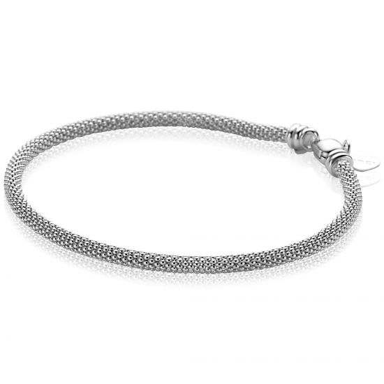 ZINZI zlv. armband fijne popcorn 3mm